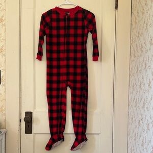 Red and Black Plaid Boys 7 Footie Pajamas